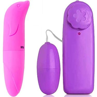 Imagem de Vibrador Ponto G Golfinho Aveludado a Prova Dágua Rosa e Bullet Massageador Estimulador Clitóris Lilás Sex Shop
