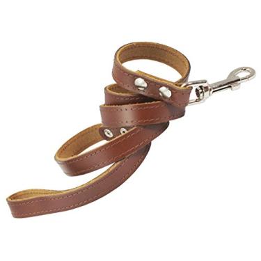 Imagem de Coleira clássica de couro genuíno Dogs My Love para cães de 1,8 m de comprimento 9 tamanhos (GG (largura: 18 mm - 3/4"), marrom)