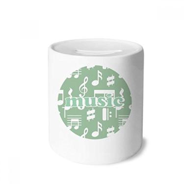Imagem de DIYthinker Caixa de notas de música branca verde porta-moedas de cerâmica porta-moedas presente de cofrinho