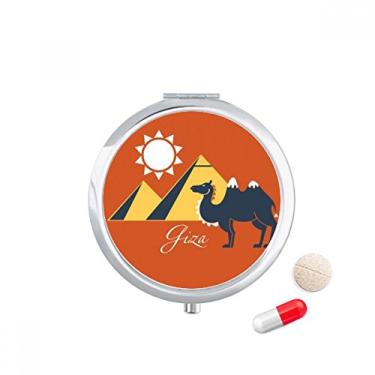 Imagem de Estojo de comprimidos com estampa de camelo da pirâmide do Egito, dispensador de remédios