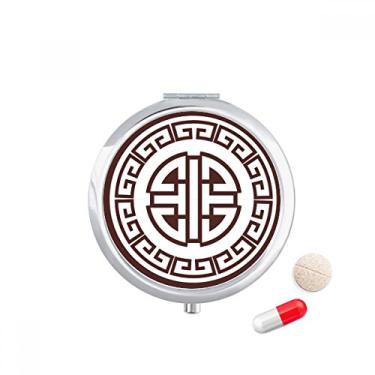 Imagem de Caixa de comprimidos chinesa com símbolo de quatro bênçãos de bolso, caixa de armazenamento de medicamentos dispensador