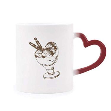 Imagem de Barra de chocolate marrom bola de sorvete caneca sensível ao calor vermelha muda de cor