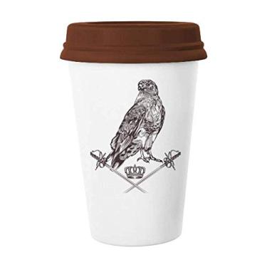 Imagem de Caneca de vidro de cerâmica com coroa de espada de águia estilo barroco caneca de café copo de cerâmica