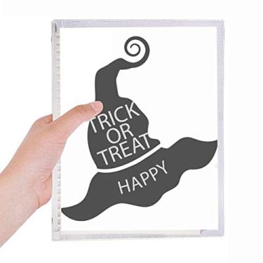 Imagem de Diário de Halloween preto chapéu de bruxa caderno folhas soltas recarregável diário artigos de papelaria