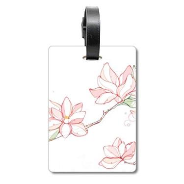 Imagem de Aquarela Folhas de Pêssego Flor Mala Etiqueta Cartão de Bagagem Etiqueta Scutcheon Etiqueta