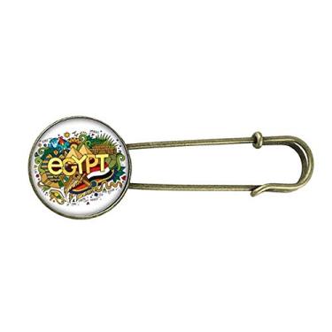 Imagem de Broche de metal retrô com estampa de pirâmide da Esfinge do Egito Antigo