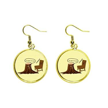 Imagem de Píer de madeira cadeira móveis Pai Orelha pendente brinco dourado joia feminina