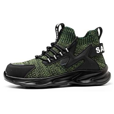 Imagem de Sapatos de segurança SafeByAlex para homens e mulheres, bico de aço, moderno, leve, para proteção de trabalho, 712 - Verde, 8 Women/6 Men
