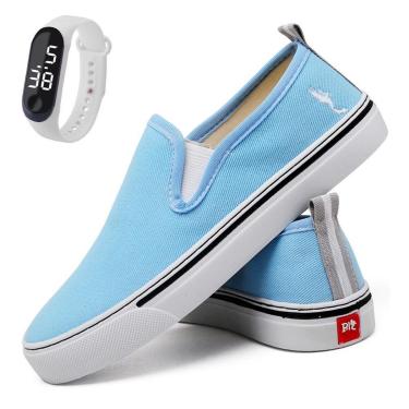 Imagem de Kit Sapatênis Feminino Sem Cadarço Slip On Polo Blu Leve Calce Fácil + Relógio Digital-Feminino