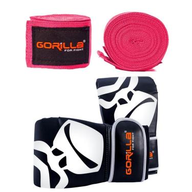 Imagem de Luva Bate Saco Pro Infantil + Bandagem Elástica 2,5 Metros Treino Boxe MMA Muay Thai Gorilla-Unissex
