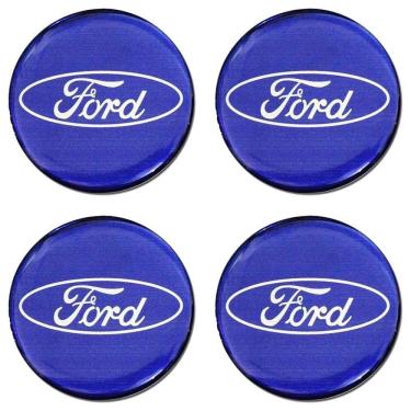 Imagem de Jogo Emblema Calota Cromado Azul Claro 48mm Ford O Estradão