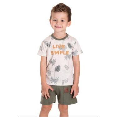 Imagem de Conjunto Infantil Masculino De Bebê Camiseta Floral Tropical E Bermuda