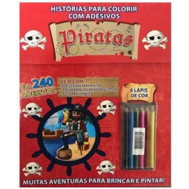 Imagem de Maletas  Piratas História Para Colorir Com Adesivos - Priscilla Sipans