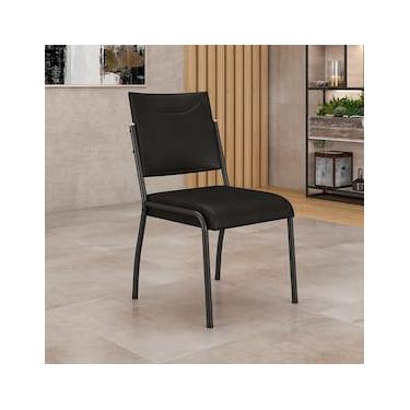 Imagem de Cadeira de Jantar Fabone Dora com Revestimento em Courino - Fosco/Café