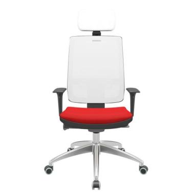 Imagem de Cadeira Office Brizza Tela Branca Com Encosto Assento Aero Vermelho Au