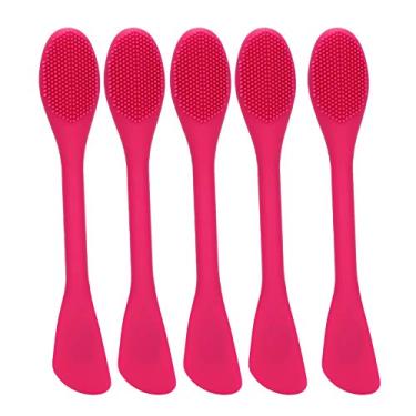 Imagem de Uxsiya Face Cleaning Brush Mix Mask Stick Nonslip Facial Mask Brushes Silicone Material 2 Heads Skin‑Care for Clean Difficult to Clean on The Face for DIY Mix(Rose red)