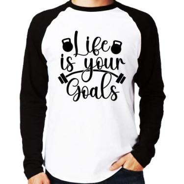 Imagem de Camiseta Raglan Life Is Your Goals Manga Longa - Foca Na Moda