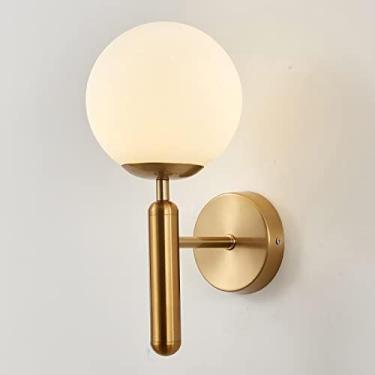 Imagem de Luminária De Parede LED Interna, Arandela De Parede E27 Moderna Com Bola De Vidro Globo, 1 Luminária, Luminária De Parede De Cabeceira De Metal Vintage Para Sala De Estar, Quarto, Banheiro, Corred