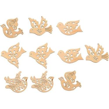 Imagem de 10 Pieces Mixed Wooden Cutouts Birds Shapes, MDF, Craft Shape, Embellishments, Decoration, Scrapbooking, DIY Art Wood Craft Piecescoding/2232