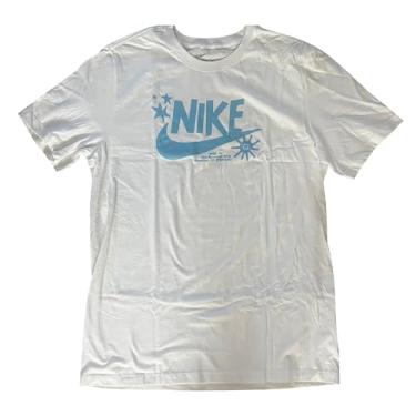 Imagem de Nike Camiseta esportiva masculina com logotipo Swoosh (branco/azul marinho/laranja, Branco (estrelas azuis), XXG