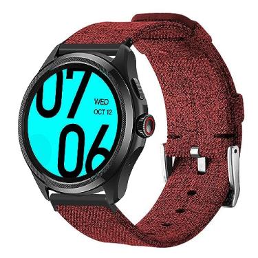 Imagem de Lamshaw Compatível com pulseiras Ticwatch Pro 5, 24 mm, tecido de nylon respirável, pulseira acessório de substituição compatível com smartwatch Ticwatch Pro 5 Android (vermelha)