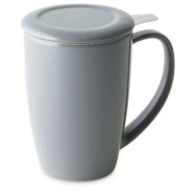 Imagem de FORLIFE Caneca de chá Curve Tall com infusor e tampa, 425 ml, cinza
