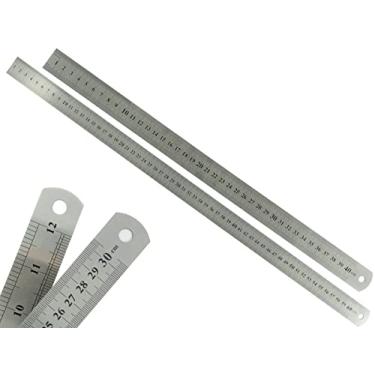 Imagem de Kit Com 2 Régua Metal Inoxidável Marcação De Baixo Relevo Uso Escolar Escritório Engenheiro Profissional 40 e 60 cm