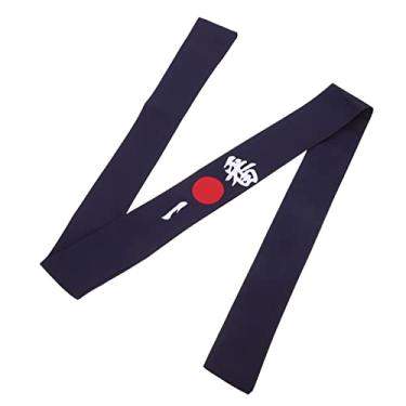 Imagem de TENDYCOCO Faixa de cabelo japonesa reutilizável faixa atlética faixa de cabelo masculina laços de cabelo de chef de sushi faixas de cabeça vestidos moda tênis roupa karatê acessório gravata preta