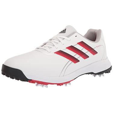 Imagem de adidas Tênis de golfe masculino Traxion Lite Max Wide, Calçado branco/preto/vermelho vívido, 7.5