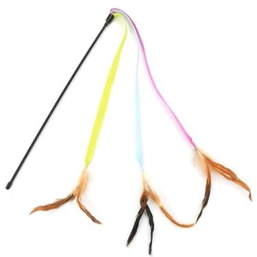 Imagem de Varinha para animais de estimação, brinquedo de gatinho, palito macio para animais de estimação, criativo, plástico, penas falsas, cordão para animais de estimação