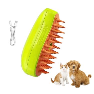 Imagem de Escova a Vapor Cachorro Gato  Cao Pet Eletrico Removedor de Pelo Bateria Recarregavel Higiene Limpeza
