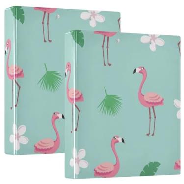 Imagem de Fichário de 3,5 cm e 1,27 cm, flamingo, verde esperança, moderno, com capa de bolso, suprimentos de escritório, 200 folhas, 2 peças