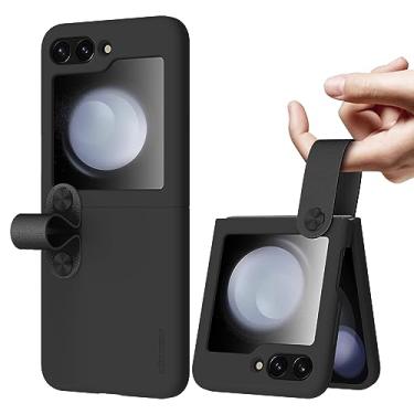 Imagem de Nillkin Capa para Samsung Galaxy Z Flip 5 com alça de dedo, capa de silicone Z Flip 5 com [aderência segura para os dedos], [suporte horizontal], capa de telefone elegante e fofa para mulheres e