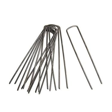 Imagem de Rocky Mountain Goods Grampos de paisagem - Grampos de jardim resistentes em forma de U de 10 cm para tecidos comerciais - Estacas de jardim para barreira de ervas daninhas, rede, mangueiras de