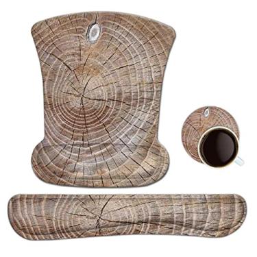 Imagem de Suporte para mouse pad ToLuLu Gel ergonômico para descanso de pulso, arte em madeira