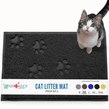 Imagem de Tapete de areia para gatos ANDALUS | Pequeno/Grande/Tamanho GG | Livre de ftalatos e BPA | Armadilha bagunça | Controle de dispersão | Fácil de limparAndalus Brands Large (23.5" x 15.75") preto
