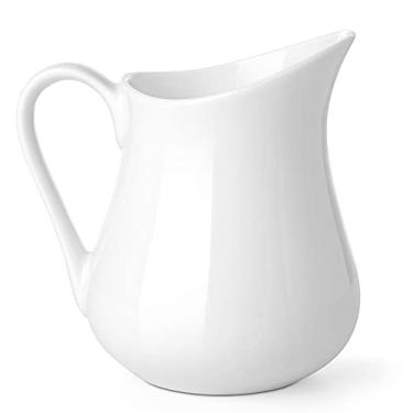 Imagem de Gurygo Jarra de 227 g com alça – Pequena jarra clássica de porcelana fina branca – Jarra pequena para café e leite – segura para micro-ondas e freezer