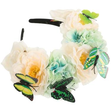Imagem de Tiara de flor artificial Boho Decor Halloween Headpieces para mulheres Cosplay Headband Headpiece Fascinator Headpiece Vacation Mori Department Acessórios de tecido/1860 (Color : As Shown2, Size : 1