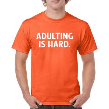 Imagem de Camiseta Adulting is Hard Funny Adult Life Do Not recommend Humor Parenting Responsibility 18th Birthday Men's Tee, Laranja, M