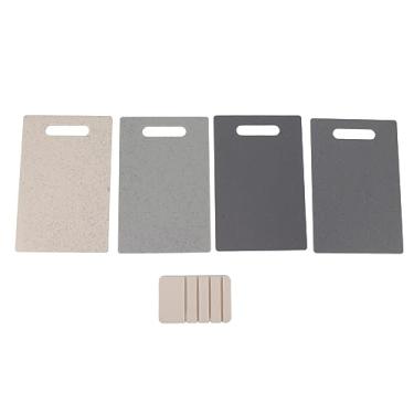 Imagem de Tábua de cortar, tábua de cortar de plástico, conjunto de tábuas de corte de cozinha, 4 peças, tábua de cortar de plástico multiuso de grau alimentício com rack de armazenamento para carne, legumes e