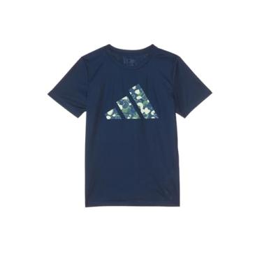 Imagem de adidas Camiseta masculina com logotipo camuflado Pebble (criança grande), Azul marino, G