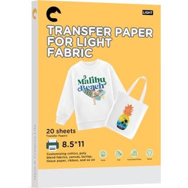Imagem de Hiipoo Light 20 folhas de papel de transferência de calor 21,6 x 28 cm, papel de transferência de ferro para impressão e lavável para impressora a jato de tinta