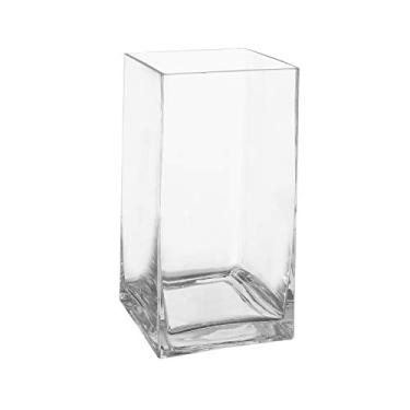 Imagem de Royal Imports Vaso de vidro de flores decorativo para casa ou casamento - Formato retangular alto, 25,4 cm de altura, abertura de 12,7 cm x 12,7 cm