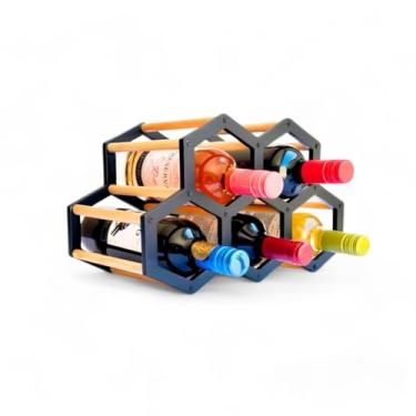 Imagem de Adega De Mesa, Porta Garrafas De Vinho, Madeira, Para Cozinha, Bar, Restaurantes e Decoração