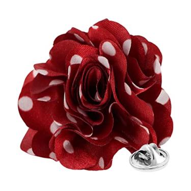 Imagem de Vittorio Vico Alfinete de lapela de flor de bolinhas formais masculinos: broche de flores para terno ou smoking, 2.5" (6.36CM), Poliéster, Não aplicável