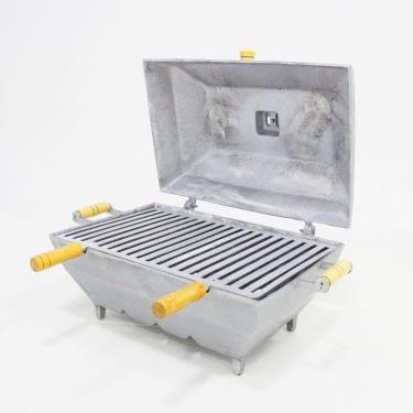 Imagem de Churrasqueira Bafo Quadrada Alumínio Fundido Grande Cinza