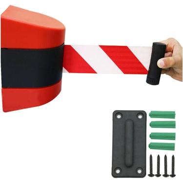 Imagem de Barreira de cordão de segurança - Cinto retrátil de montagem em parede para controle de multidão no parque infantil do hotel - Inclui acessórios de montagem - Barreira de fila de 3/5/10M, 3m