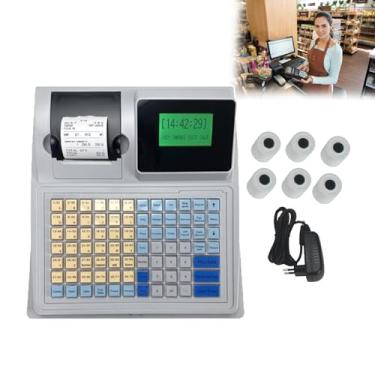Imagem de CHONGHAN caixa registradora eletrônica,Caixa registradora C50 com 6 rolos de papel de impressão de 57mm,compatível com leitor de código de barras, teclado à prova d'água de 81 teclas