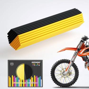 Imagem de SOPINEKO 72 peças capas de raio envoltório de raio decoração de roda para motocicleta bicicleta sujeira bicicleta cadeira de rodas (amarelo e preto)