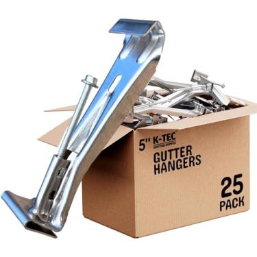 Imagem de K-TEC- Cabides de calha de 12,7 cm (pacote com 25) Suporte de calha de chuva oculto resistente com clipe para calhas de alumínio estilo K